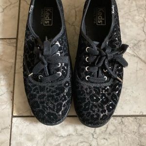 Keds Champion Black Velvet Leopard Sequin Sneakers